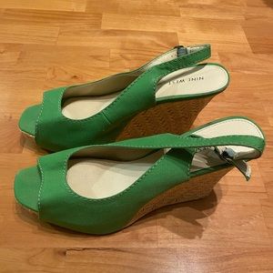 Green Sling Back Nine West Wedges